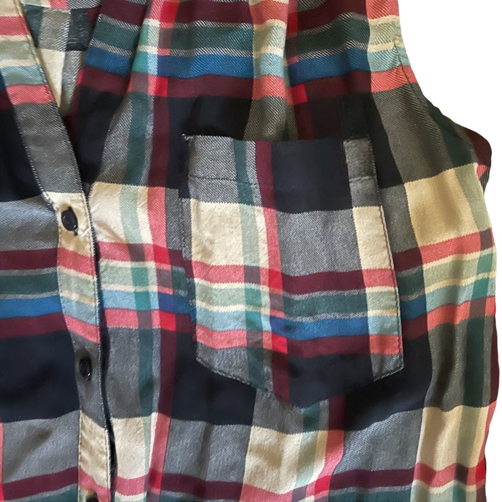 Fun 2 Fun Woman’s ModCloth Vintage Plaid Sleeveless Button Up Collared Blouse - Picture 6 of 10